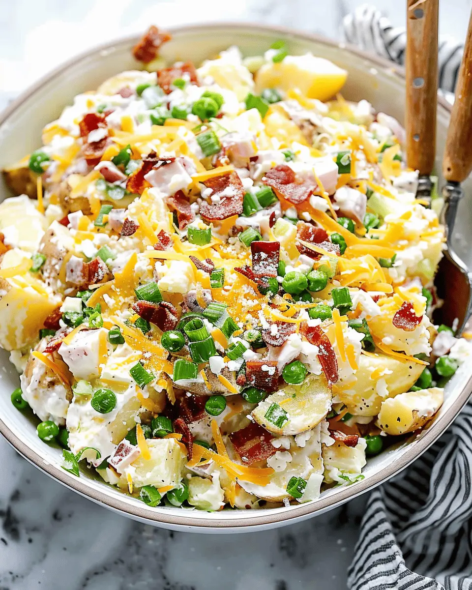 Loaded Baked Potato Salad: Indulgent Twist with Turkey Bacon and Chicken Ham