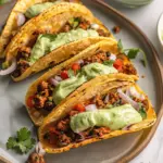 Crispy Baked Ground Turkey Tacos with Avocado Sauce