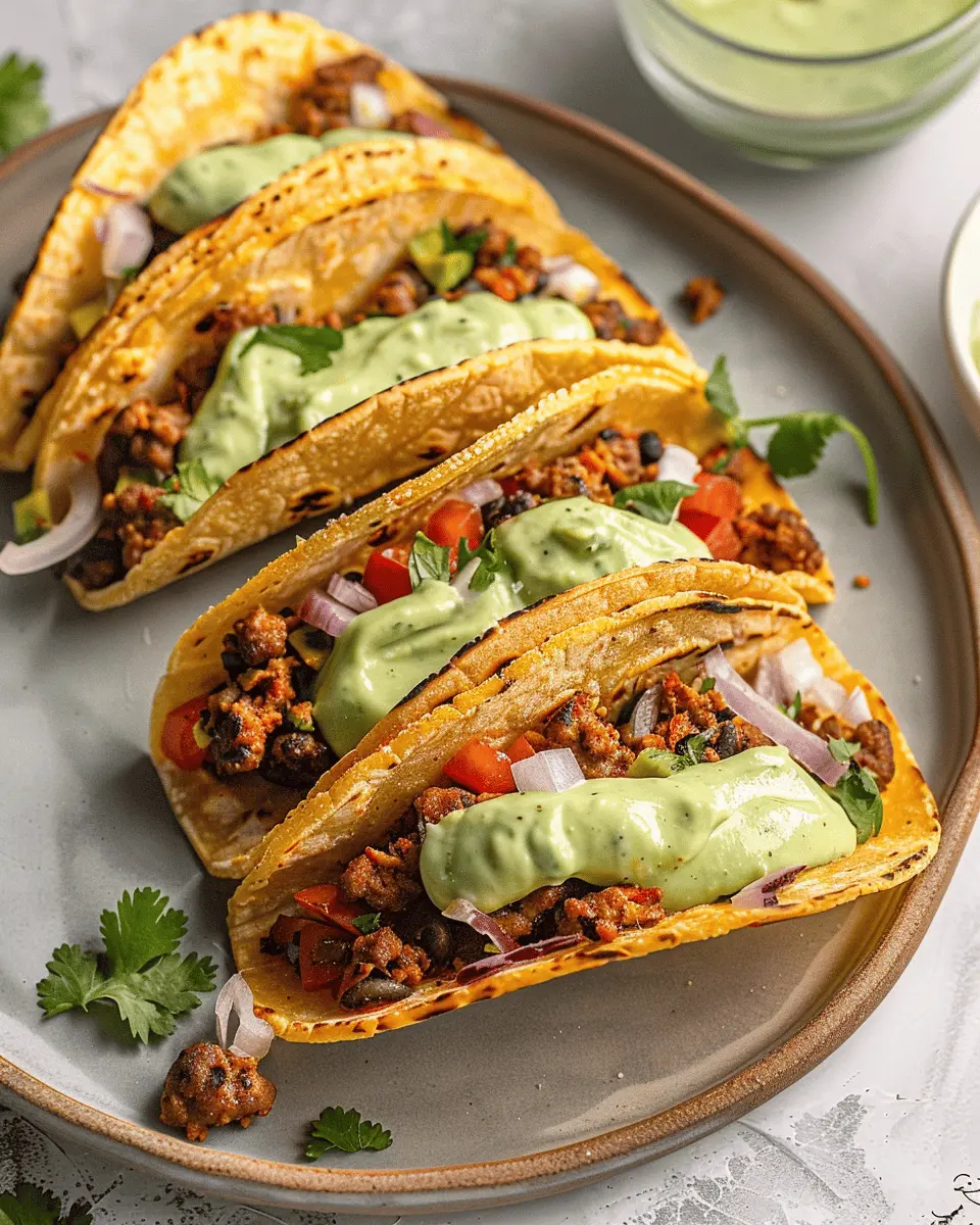 Crispy Baked Ground Turkey Tacos with Avocado Sauce Made Easy