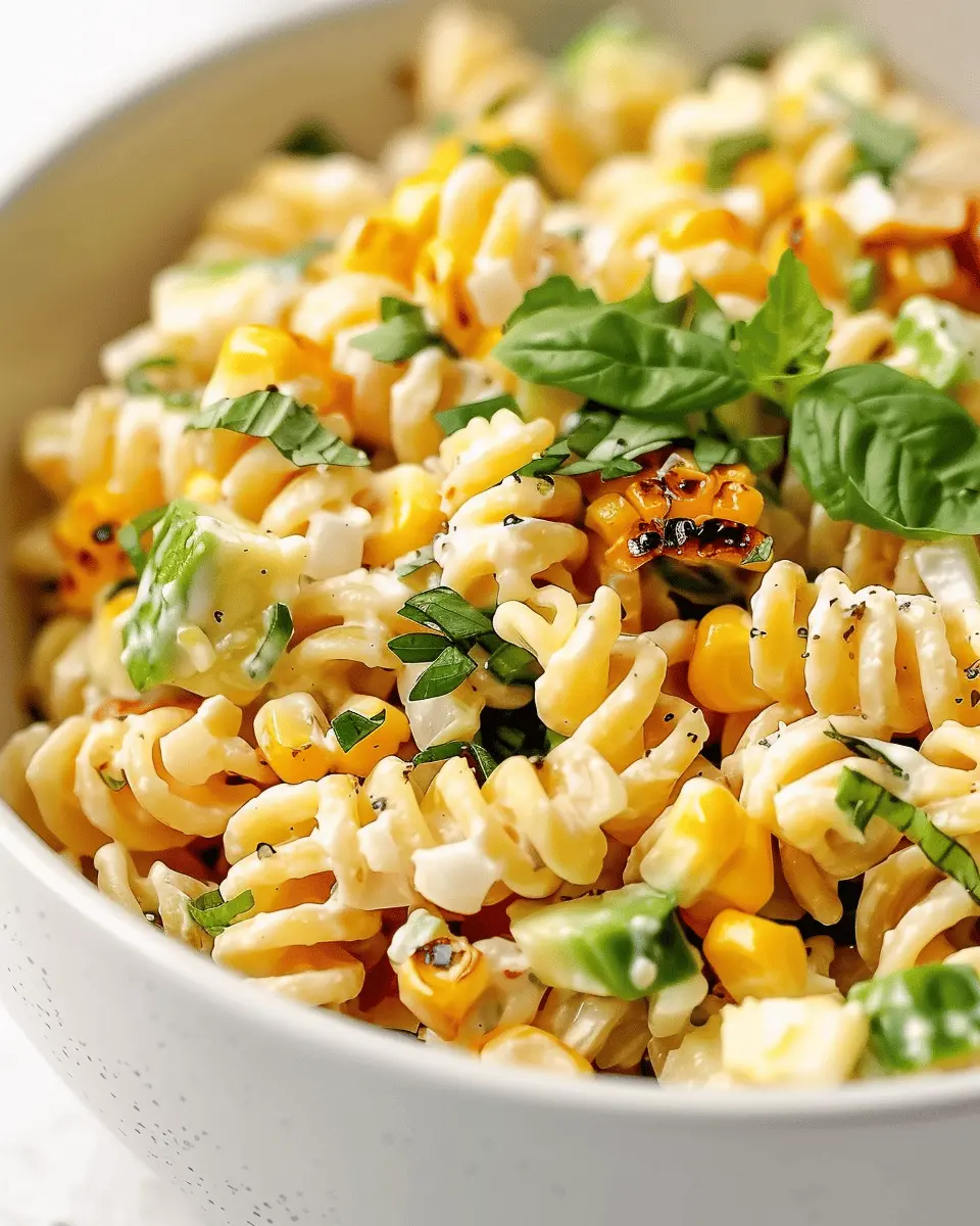 Creamy Street Corn Pasta Salad with Turkey Bacon: Easy and Delicious