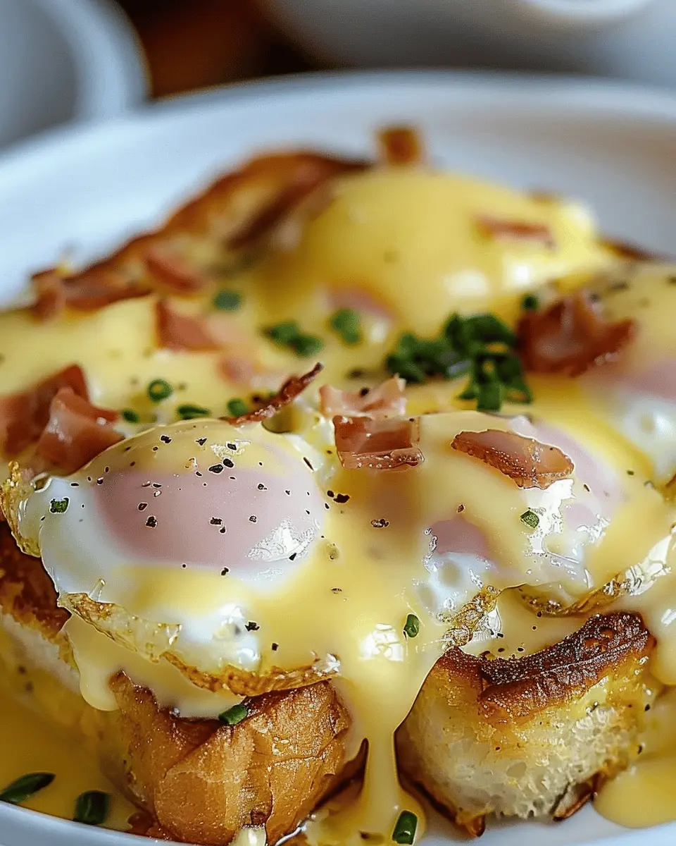 Eggs Benedict Casserole with Turkey Bacon and Chicken Ham Delight