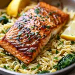 30-Minute Seared Salmon with Lemon Orzo