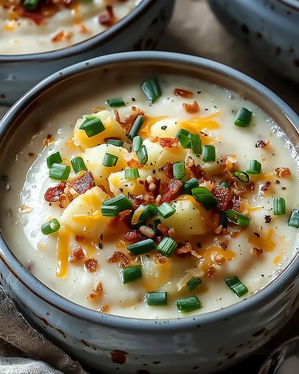Comforting Loaded Baked Potato Soup with Turkey Bacon Twist
