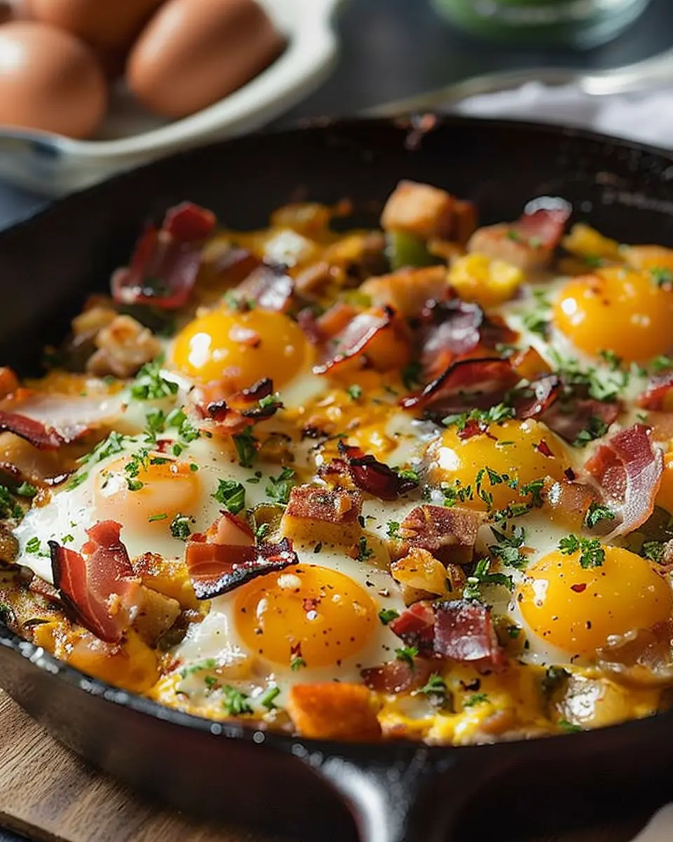 Country Breakfast Skillet: Easy Recipe with Turkey Bacon and Chicken Ham